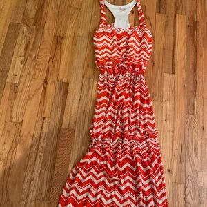 Orange/ White Maxi Dress